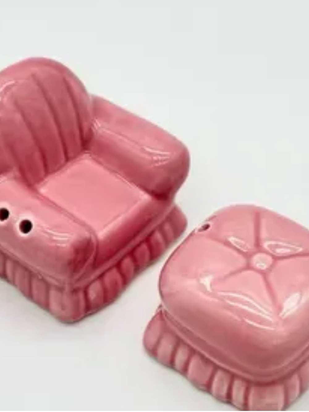 Pink Ceramic Armchair Salt and Pepper Shaker Set NWT